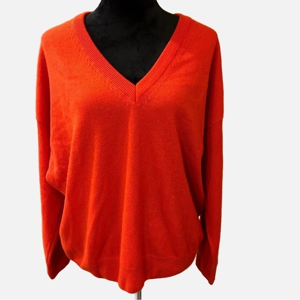 Anine Bing Sweater 100% Cashmere Oversized Pullover Medium V Neck Red *Flaw*